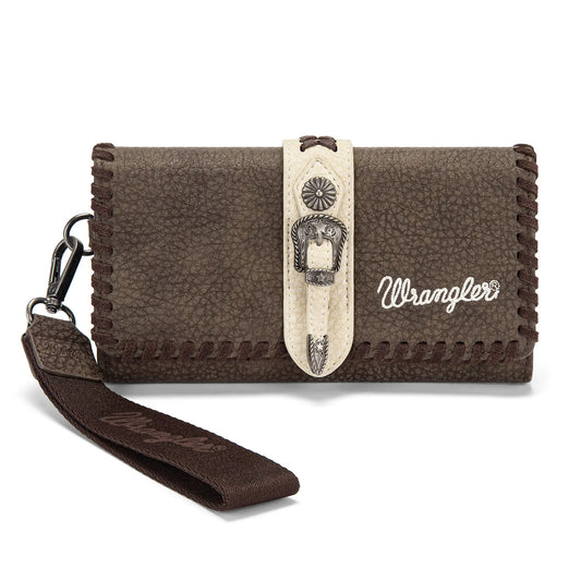 Wrangler Women's Western Wristlet Wallet – RFID Blocking Phone Clutch with Detachable Strap