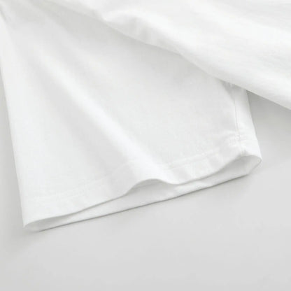 Men'S plus Size Casual 100 Cotton Short Sleeve White T Shirt with Trendy Design