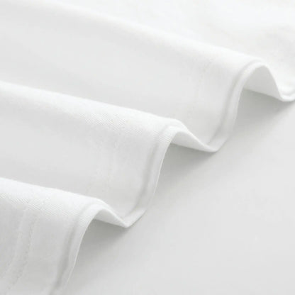 Men'S plus Size Casual 100 Cotton Short Sleeve White T Shirt with Trendy Design