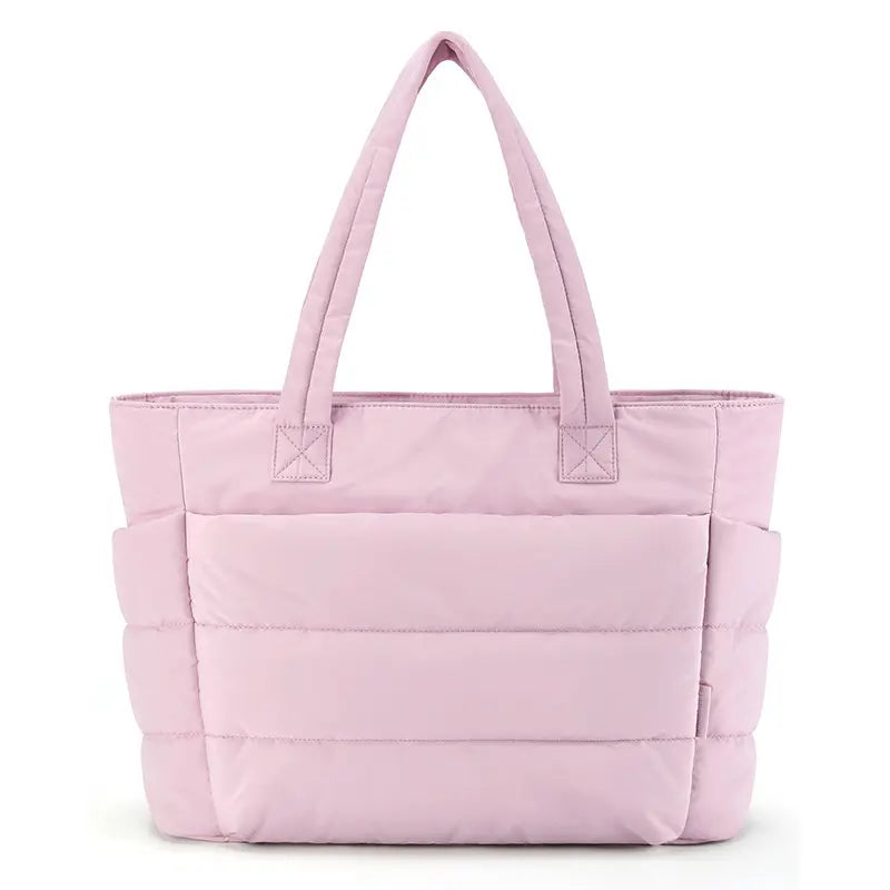 Premium Puffy Quilted Tote Bag – Ultra-Lightweight Nylon Shoulder Bag for Women – Large Capacity Every Day Carry (EDC) Bag for Work, Gym, Travel & Shopping, Water-Resistant