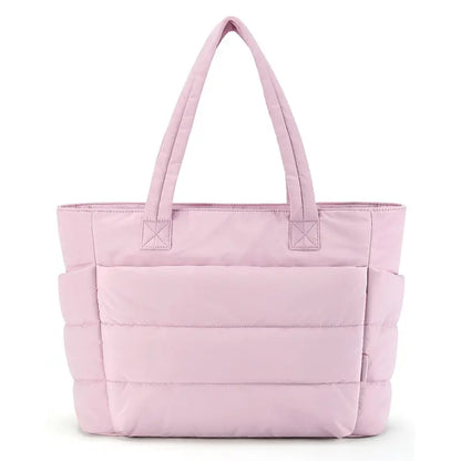 Premium Puffy Quilted Tote Bag – Ultra-Lightweight Nylon Shoulder Bag for Women – Large Capacity Every Day Carry (EDC) Bag for Work, Gym, Travel & Shopping, Water-Resistant