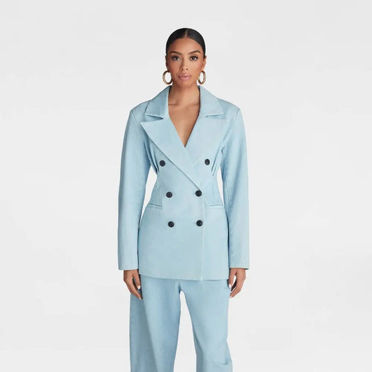 KBB by KAHLANA Women's The Corset Denim Blazer – Structured Fashion Jacket