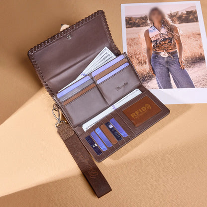 Wrangler Women's Western Wristlet Wallet – RFID Blocking Phone Clutch with Detachable Strap