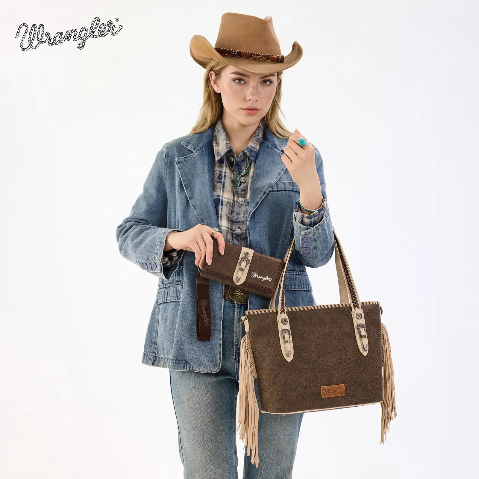 Wrangler Women's Western Wristlet Wallet – RFID Blocking Phone Clutch with Detachable Strap