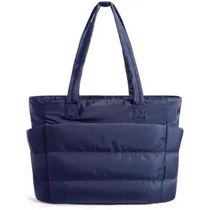 Premium Puffy Quilted Tote Bag – Ultra-Lightweight Nylon Shoulder Bag for Women – Large Capacity Every Day Carry (EDC) Bag for Work, Gym, Travel & Shopping, Water-Resistant