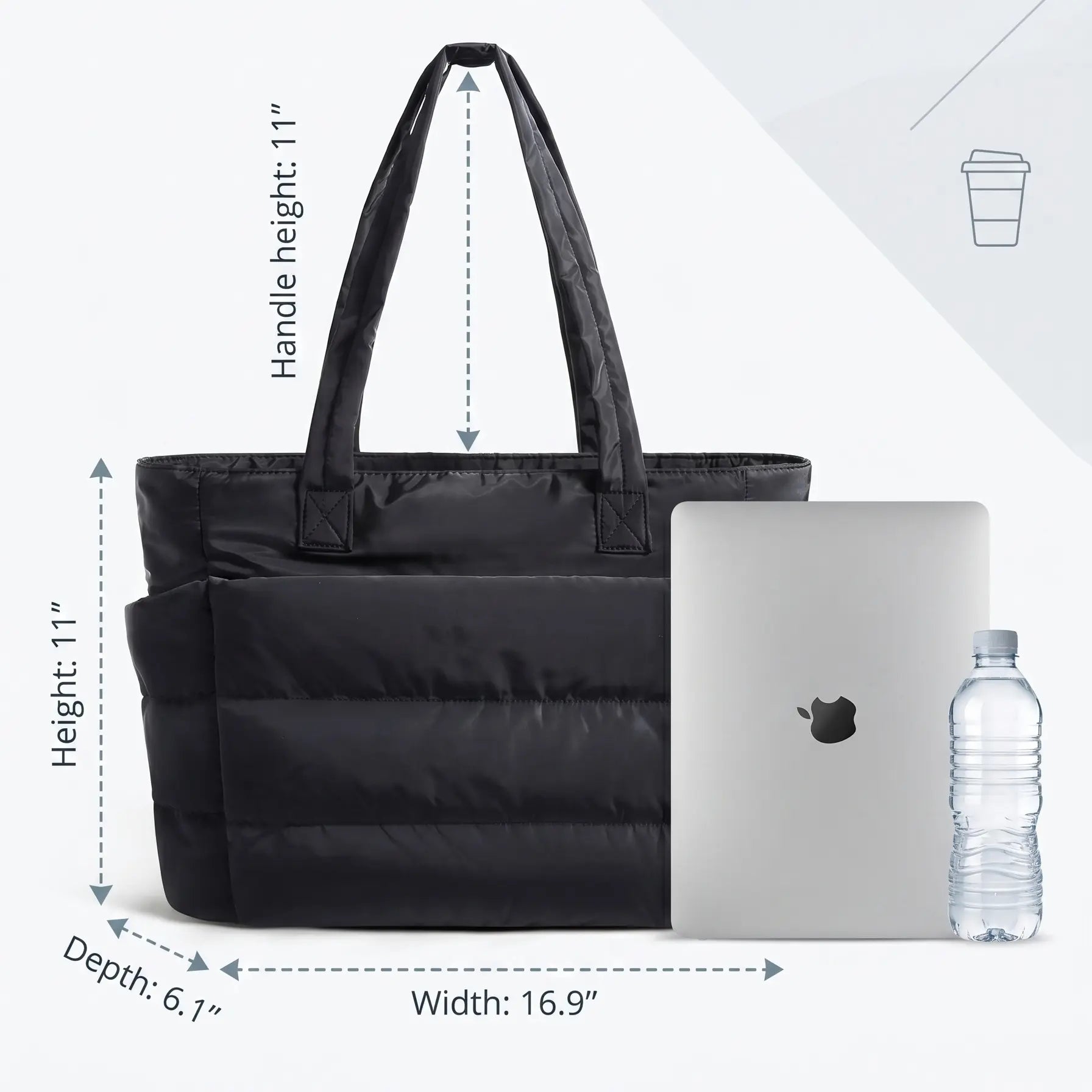 Premium Puffy Quilted Tote Bag – Ultra-Lightweight Nylon Shoulder Bag for Women – Large Capacity Every Day Carry (EDC) Bag for Work, Gym, Travel & Shopping, Water-Resistant