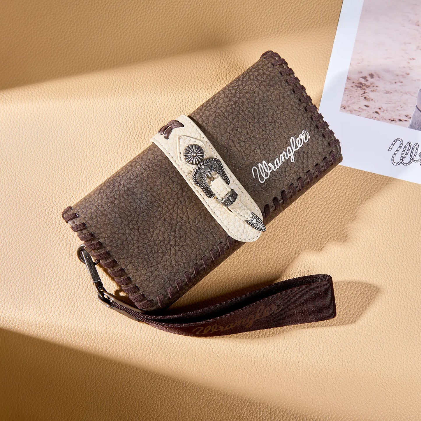 Wrangler Women's Western Wristlet Wallet – RFID Blocking Phone Clutch with Detachable Strap