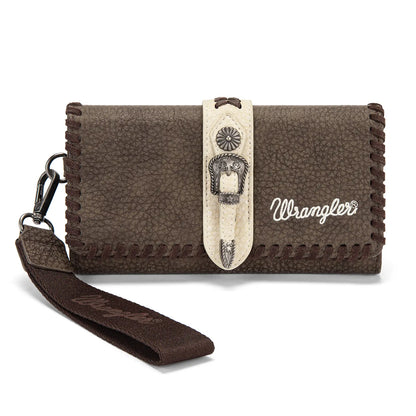 Wrangler Women's Western Wristlet Wallet – RFID Blocking Phone Clutch with Detachable Strap